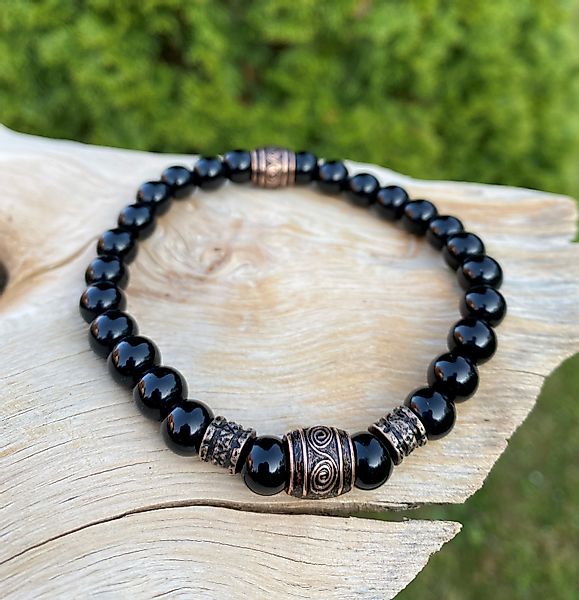 NAHLE Perlenarmband Naturstein Wikinger Onyx Armband günstig online kaufen
