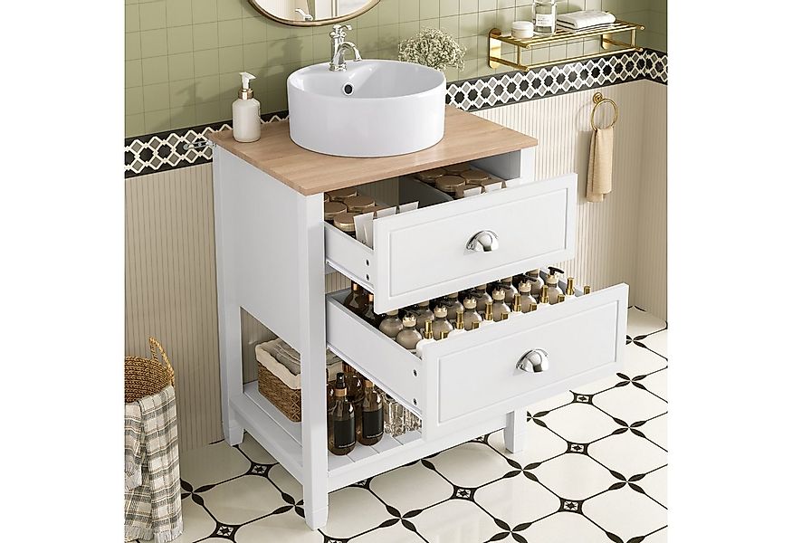 Flieks Waschtisch Waschbeckenunterschrank mit runder Waschbecken (B60/T45/H günstig online kaufen