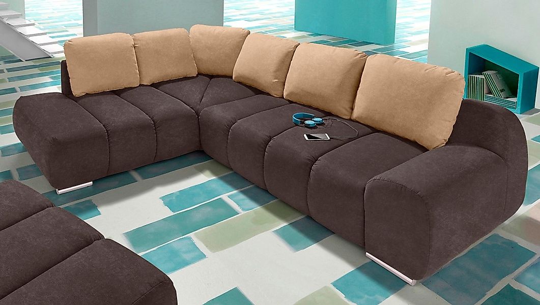 Home affaire Ecksofa "Bono L-Form" mit Ottomane, wahlweise mit Bettfunktion günstig online kaufen