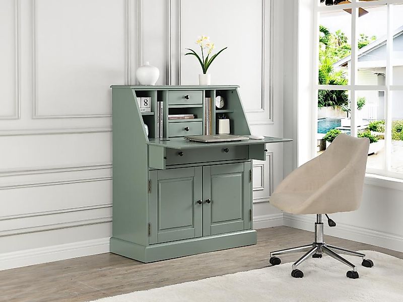 Sekretär - MDF & Kiefernholz - Mandelgrün - CLEORE günstig online kaufen