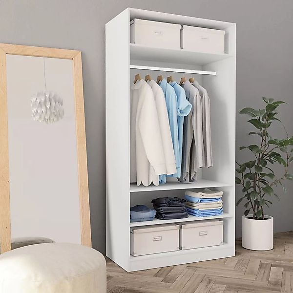 Kleiderschrank Weiß 100ã50ã200 Cm Spanplatte günstig online kaufen