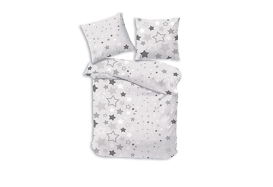 DOBNIG Bettwäsche Flanell, Flanell, 2 teilig, Sterne, kiesel günstig online kaufen