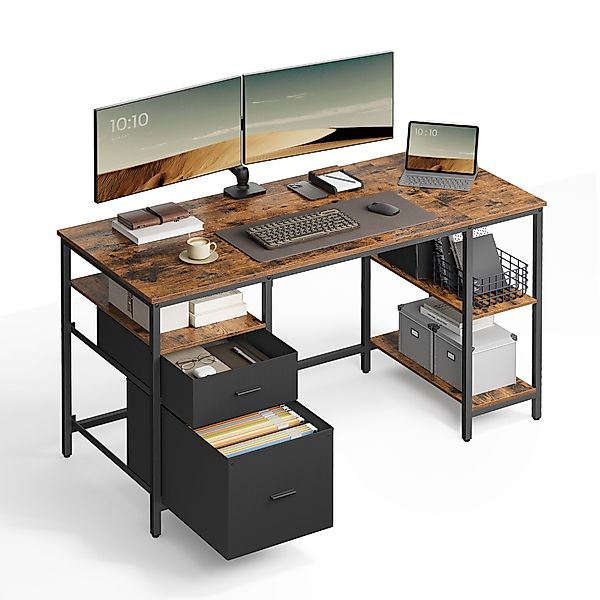 VASAGLE Schreibtisch Computertisch, Bürotisch, mit 3 günstig online kaufen