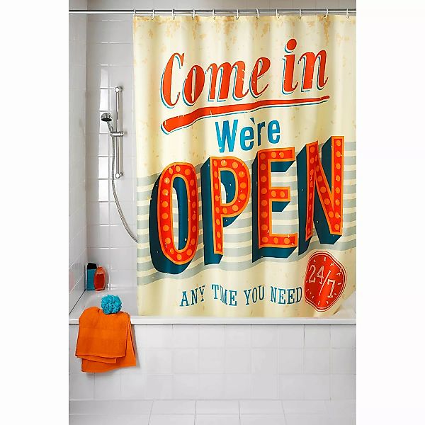 WENKO Anti-Schimmel Duschvorhang Vintage Open, Textil (Polyester), 180 x 20 günstig online kaufen