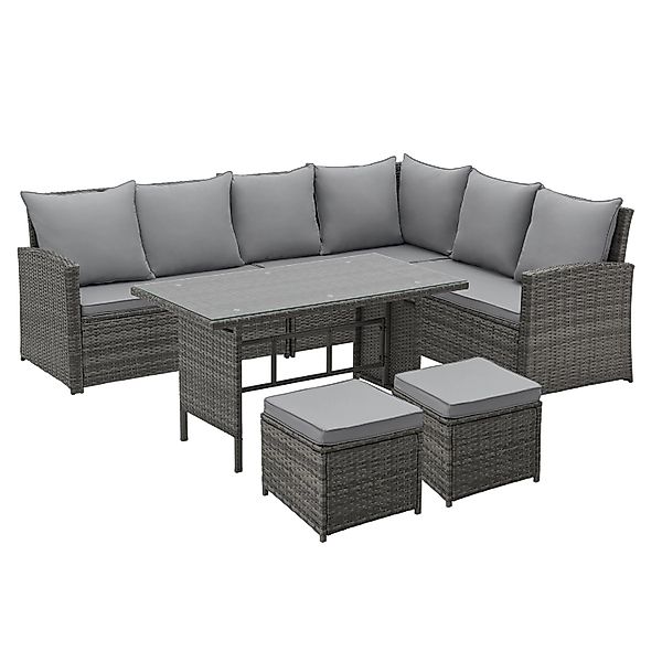 Svita Monroe Garten-Lounge Set Polyrattan Lounge-Möbel Sitzgruppe Grau günstig online kaufen