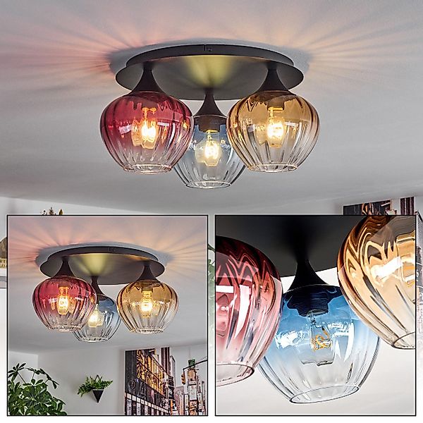 hofstein Deckenleuchte Deckenlampe aus Metall/Riffelglas in günstig online kaufen