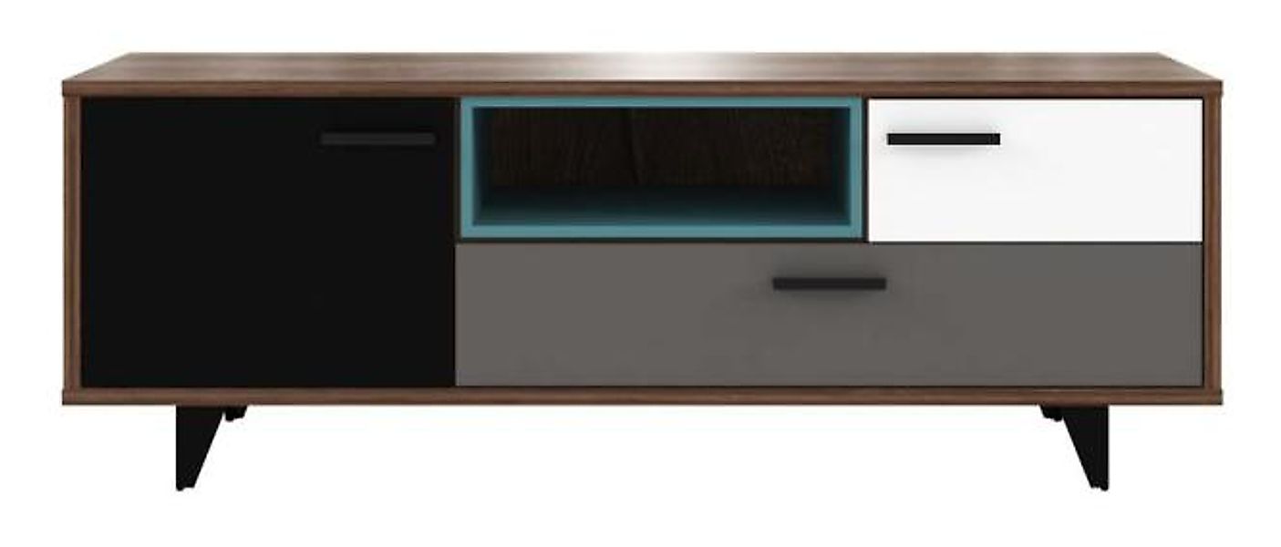 TV-Unterschrank 1-trg 2 Schubladen Raven von Forte Schlammeiche / Weiss Sch günstig online kaufen