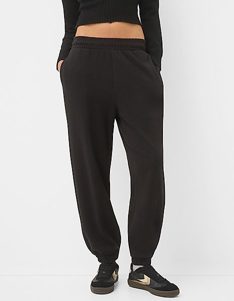 Bershka Weite Jogginghose Aus Interlock Damen S Schwarz günstig online kaufen