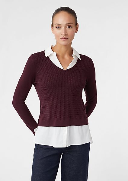 comma Langarmshirt 2-in1-Pullover in Layering-Optik günstig online kaufen