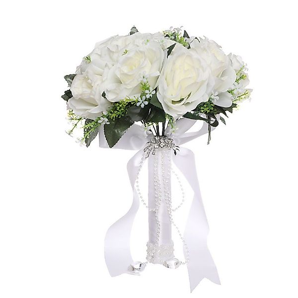 Kunstblumenstrauß Brautstrauß Hochzeit Koreanischer Stil Weiß Falsche Rosen günstig online kaufen