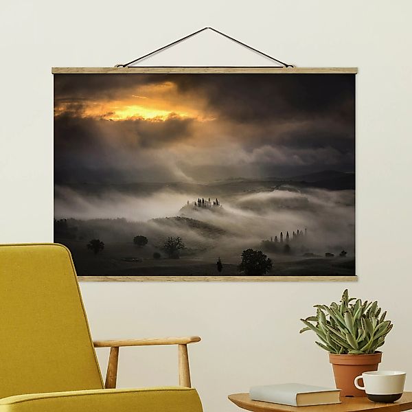 Stoffbild Landschaft mit Posterleisten - Querformat Nebelwellen günstig online kaufen