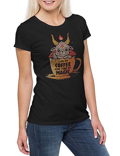 Urban Backwoods Print-Shirt Magic Coffee Damen T-Shirt Fun Geek Nerd Scienc günstig online kaufen