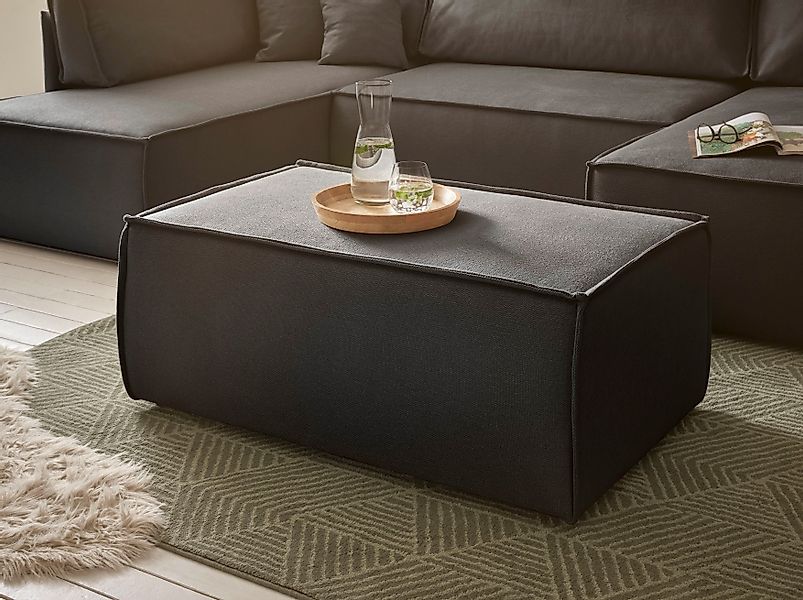 OTTO home Hocker "FINNLEY, Polsterhocker in Bouclé, Struktur fein u. Mega C günstig online kaufen