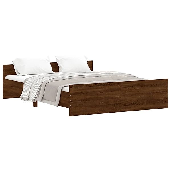 vidaXL Bettgestell mit Kopf- und Fußteil Braun Eiche-Optik 150x200 cm190901 günstig online kaufen