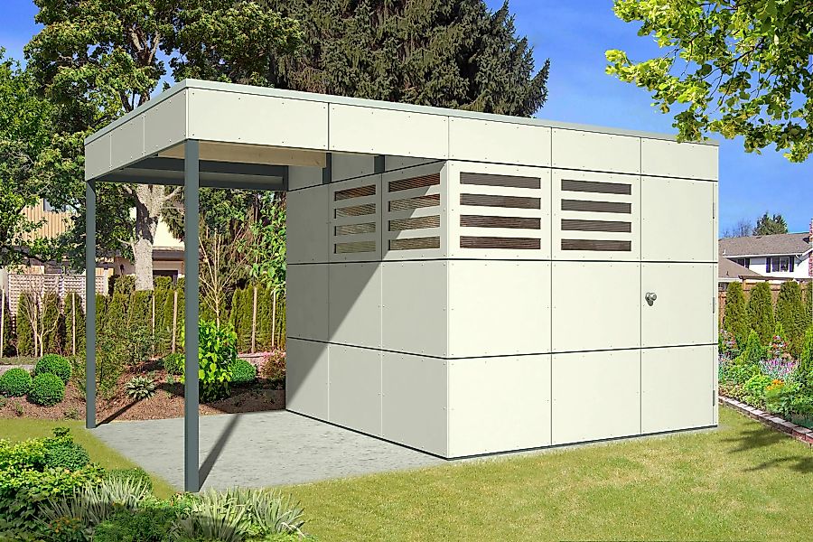 Skan Holz Seitliche Überdachung für Gartenhaus CrossCube Gr.3 + 4 168 x 253 günstig online kaufen