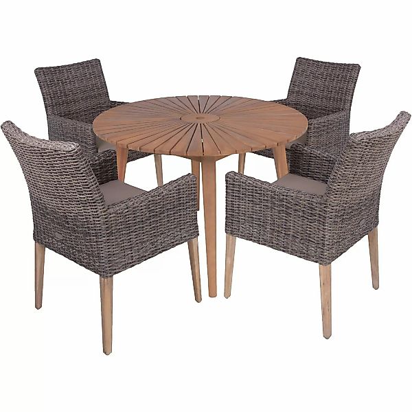 Garden Pleasure Gartenmöbel-Set Fremont/Norvell 5-teilig Grau-Braun FSC® günstig online kaufen