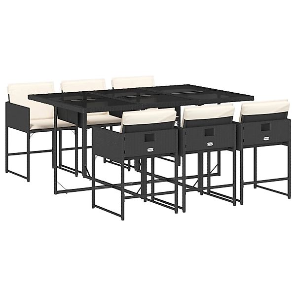 vidaXL 7-Tlg Garten-Essgruppe mit Kissen Schwarz Poly Rattan 3211266 günstig online kaufen
