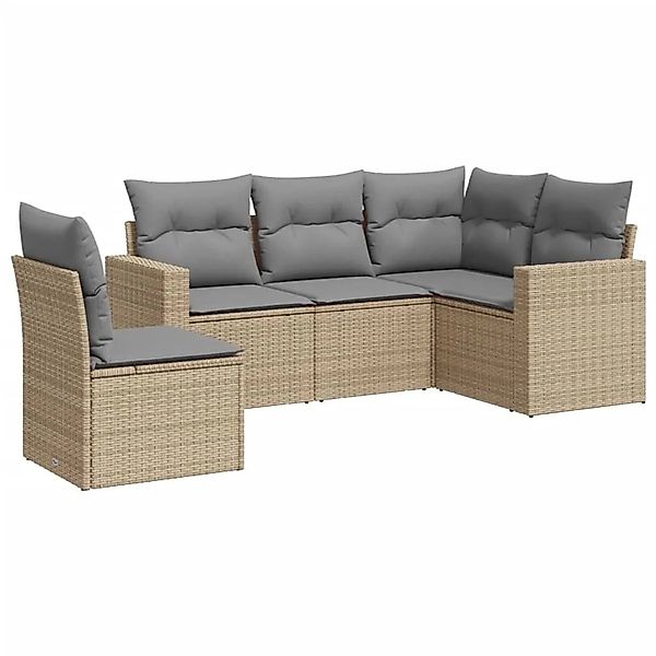 vidaXL 5-Tlg Garten-Sofagarnitur mit Kissen Beige Poly Rattan 3251306 günstig online kaufen