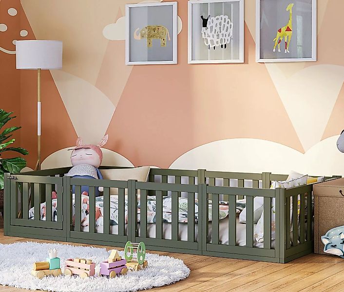 Bellabino Kinderbett Tapi (90x20 cm, grün, Bodenbett mit Lattenrost, Rausfa günstig online kaufen