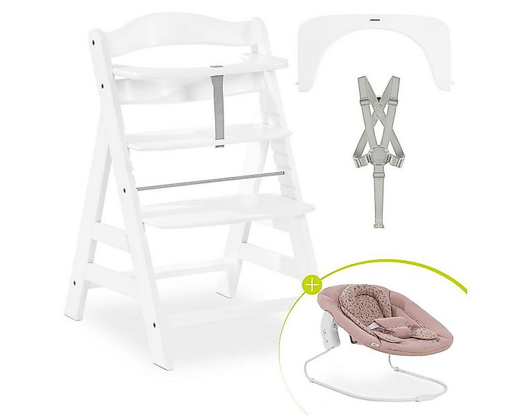 Hauck Hochstuhl Alpha Plus White Newborn Set - Bambi Rose, Mitwachsender Ho günstig online kaufen