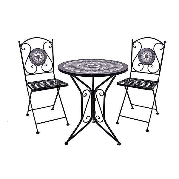 Garden Pleasure Balkonset Jalua 3-teilig Weiß-Grau günstig online kaufen