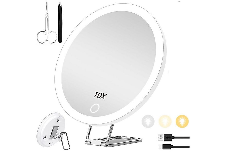 Senmudi Kosmetikspiegel Kosmetikspiegel Vergrößerungsspiegel mit Licht 3 Fa günstig online kaufen