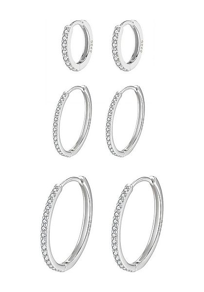 Hey Happiness Creolen-Set Kristall-Stack, 6er Damenset Silber 925, Strahlen günstig online kaufen