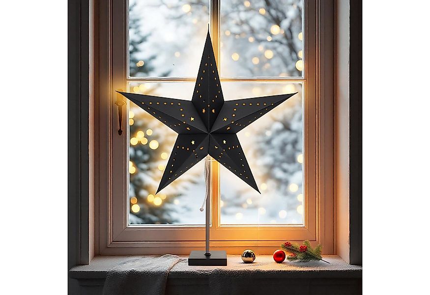 Spetebo LED-Dekofigur Papier Weihnachtsstern Leuchte auf Fuß 60 cm (Anzahl, günstig online kaufen