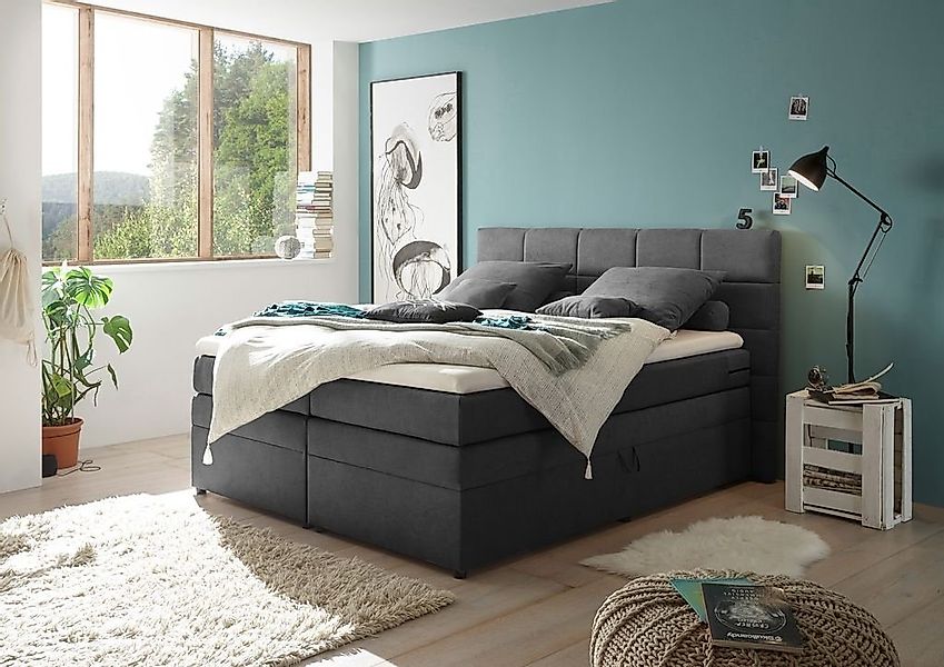 ED EXCITING DESIGN Boxspringliege (180 x 200 cm, Tacoma 1 "Soro" anthrazit günstig online kaufen