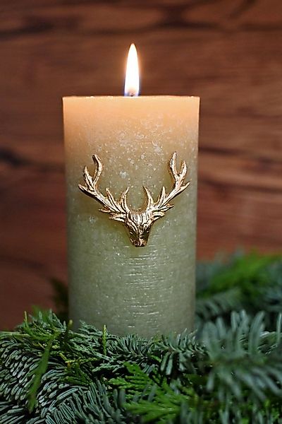 Mars & More Windlicht Kerzen-Pins 4er Set - HIRSCHKOPF - gold günstig online kaufen