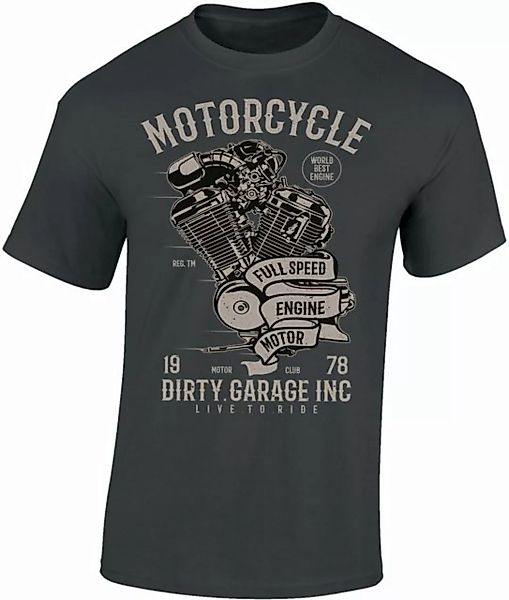 Baddery Print-Shirt Biker Shirt: Dirty Garage - Motorrad T-Shirt, hochwerti günstig online kaufen