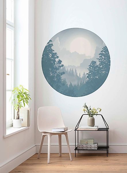 Sanders & Sanders Selbstklebende Runde Tapete Schlucht Graublau Ø 125 cm 61 günstig online kaufen