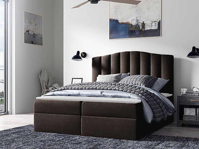 MIRJAN24 Boxspringbett Lindos (Polsterkopfteil, Matratze und Topper), mit 2 günstig online kaufen