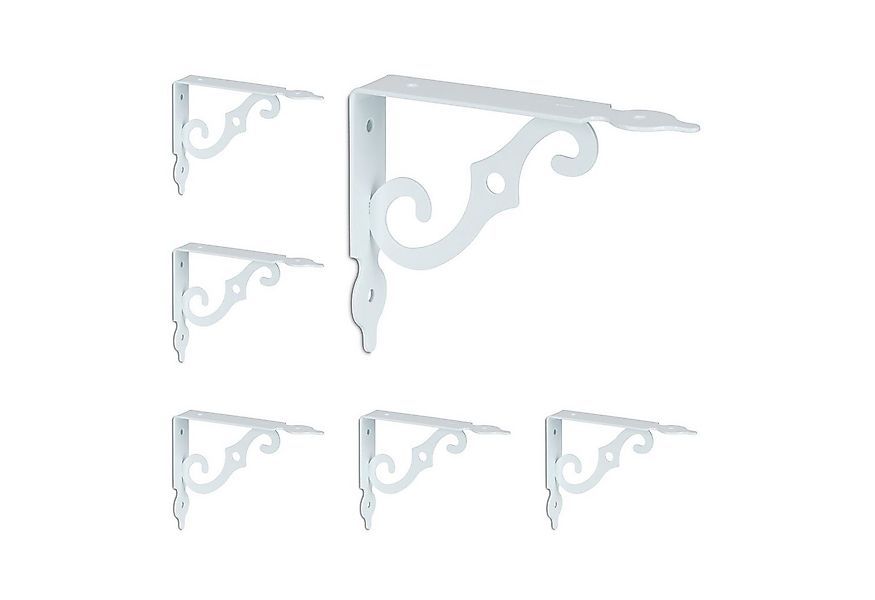 relaxdays Wandregalhalter Regalträger 6er Set, weiß günstig online kaufen