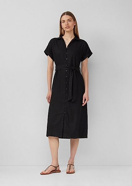s.Oliver Maxikleid Midikleid aus Leinenmix mit Eingrifftaschen Raffung günstig online kaufen