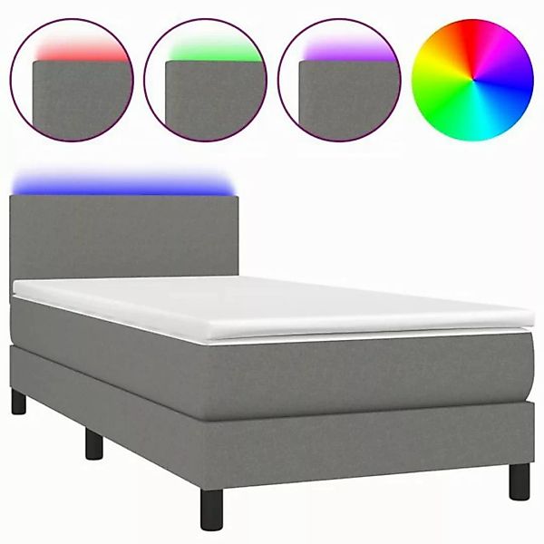 vidaXL Boxspringbett Boxspringbett mit Matratze LED Dunkelgrau 80x200 cm St günstig online kaufen