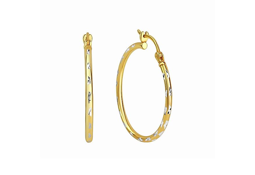 Zeeme Paar Creolen Silber 925 vergoldet diamantiert 30mm Durchmesser günstig online kaufen