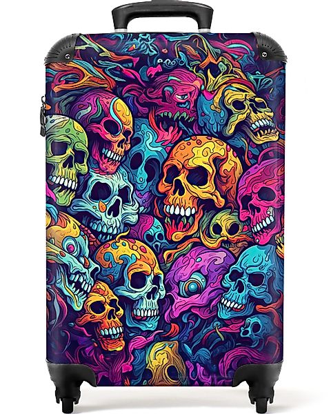 NoBoringSuitcases.com© Hartschalen-Trolley Totenkopf - Neon - günstig online kaufen