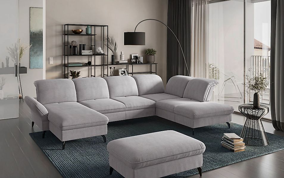 sit&more Wohnlandschaft "Leandro U-Form" Wahlweise mit Bett-, Kopfteil - un günstig online kaufen