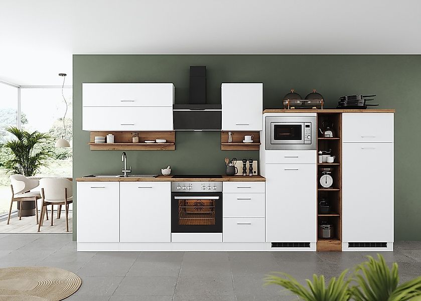 KOCHSTATION Küchenzeile »KS-Milan« 370 cm breit, robuste Metallauszüge, vie günstig online kaufen