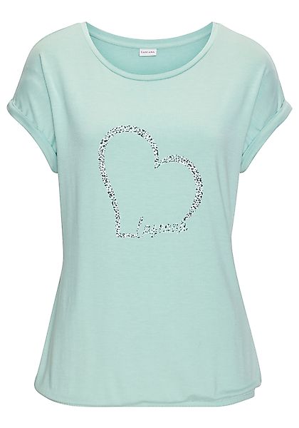 LASCANA Kurzarmshirt mit Lascana Herz Print günstig online kaufen