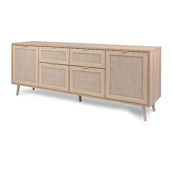 Furn.Design Sideboard Eiche Sonoma mit Bast-Dekor 180 cm Viel Stauraum Scan günstig online kaufen