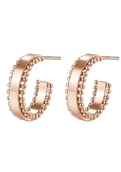 Hey Happiness Paar Creolen Kugel Band offen, Edelstahl Ohrringe 18K Roségol günstig online kaufen