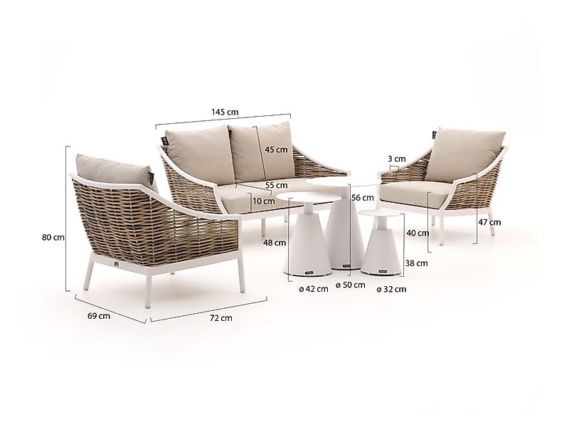 Apple Bee Milou/Tusa Sessel-Sofa Lounge-Set 4-Sitzer 6-teilig günstig online kaufen