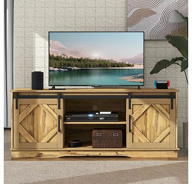 Fangqi TV-Schrank Sideboard mit 2 klassischen Schiebetüren, Einstellbare Re günstig online kaufen