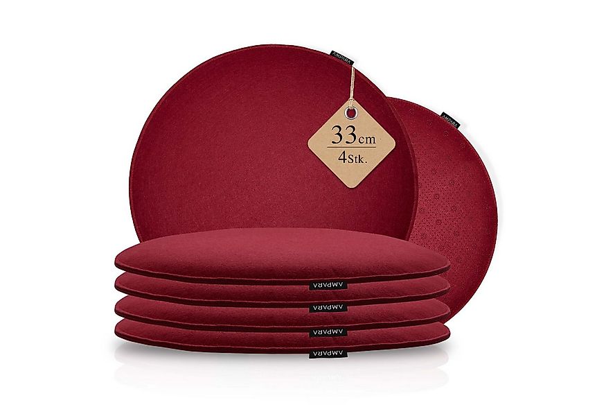 AMPARA Stuhlkissen rund 33 cm - 4er Set - für Stuhl, Bank, Lounge etc., Rut günstig online kaufen