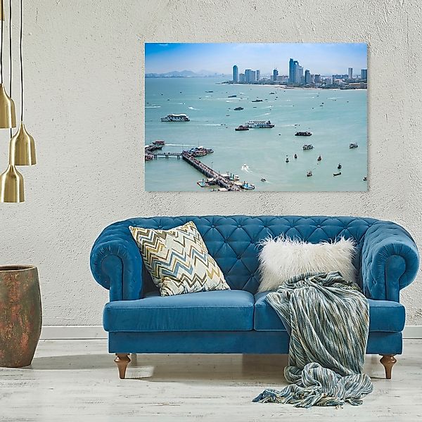 queence Acrylglasbild "Hafen", Elemente der Architektur-Gebäude-Städte-Skyl günstig online kaufen