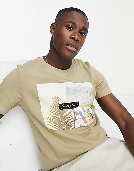 Jack & Jones – T-Shirt Hellgelb mit Fotoprint günstig online kaufen