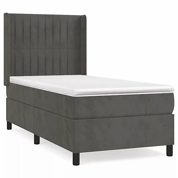 vidaXL Boxspringbett mit Matratze Dunkelgrau 80x200 cm Samt1396376 günstig online kaufen