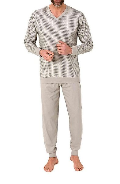 Normann Pyjama Normann Herren langarm Schlafanzug mit Bündchen in edler Opt günstig online kaufen